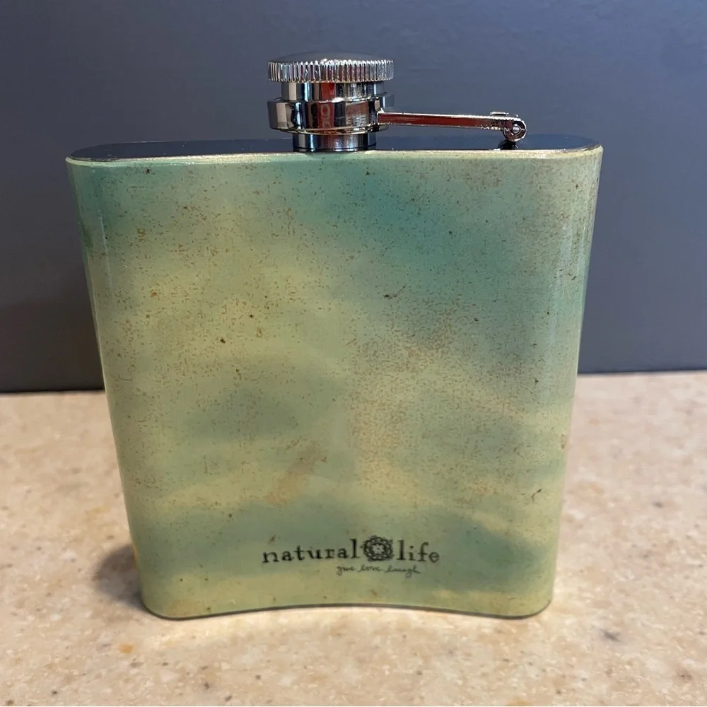 NATURAL LIFE Stainless Steel 6oz Hip Flask Novelty Sunshine Travel Party Festive